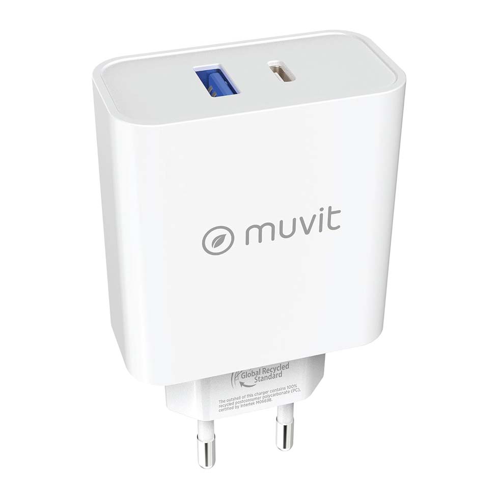 MUVIT Adaptador Pared 1 USB 3.0 18W+1 C 65W